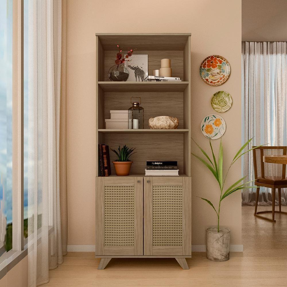 Estante 2 Portas 3 Nichos 172x70 4709 Carvalho Arly - 2