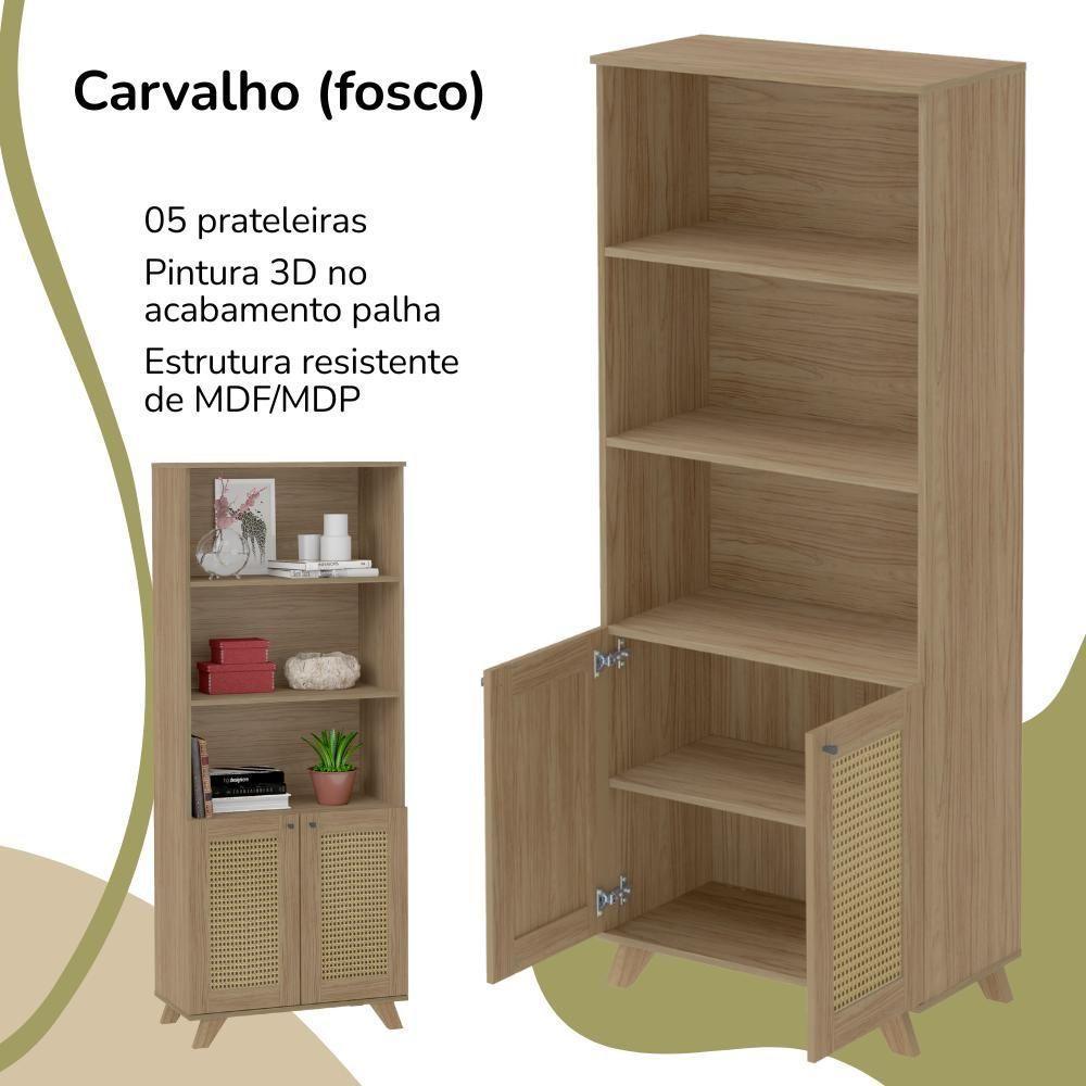 Estante 2 Portas 3 Nichos 172x70 4709 Carvalho Arly - 6