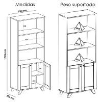 Estante 2 Portas 3 Nichos 172x70 4709 Carvalho Arly