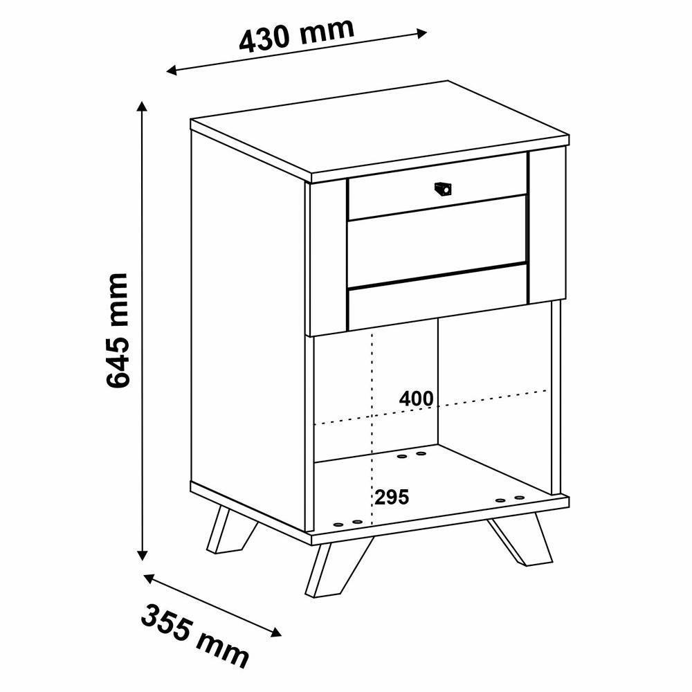 Mesa De Apoio 1 Gaveta 64 Cm 4673 Cinamomo Off White Arly - 3