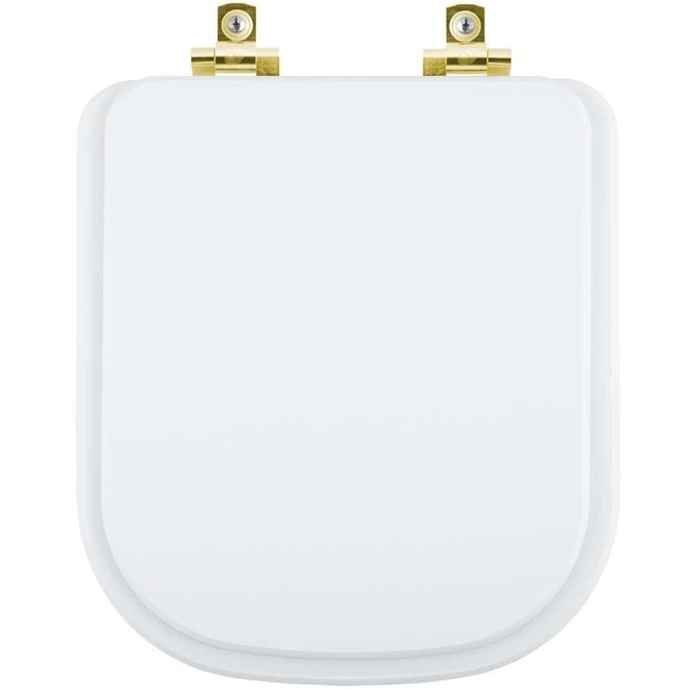 Assento Sanitário Soft Close Misti Branco Para Vaso Icasa Com Ferragem Dourada - 1