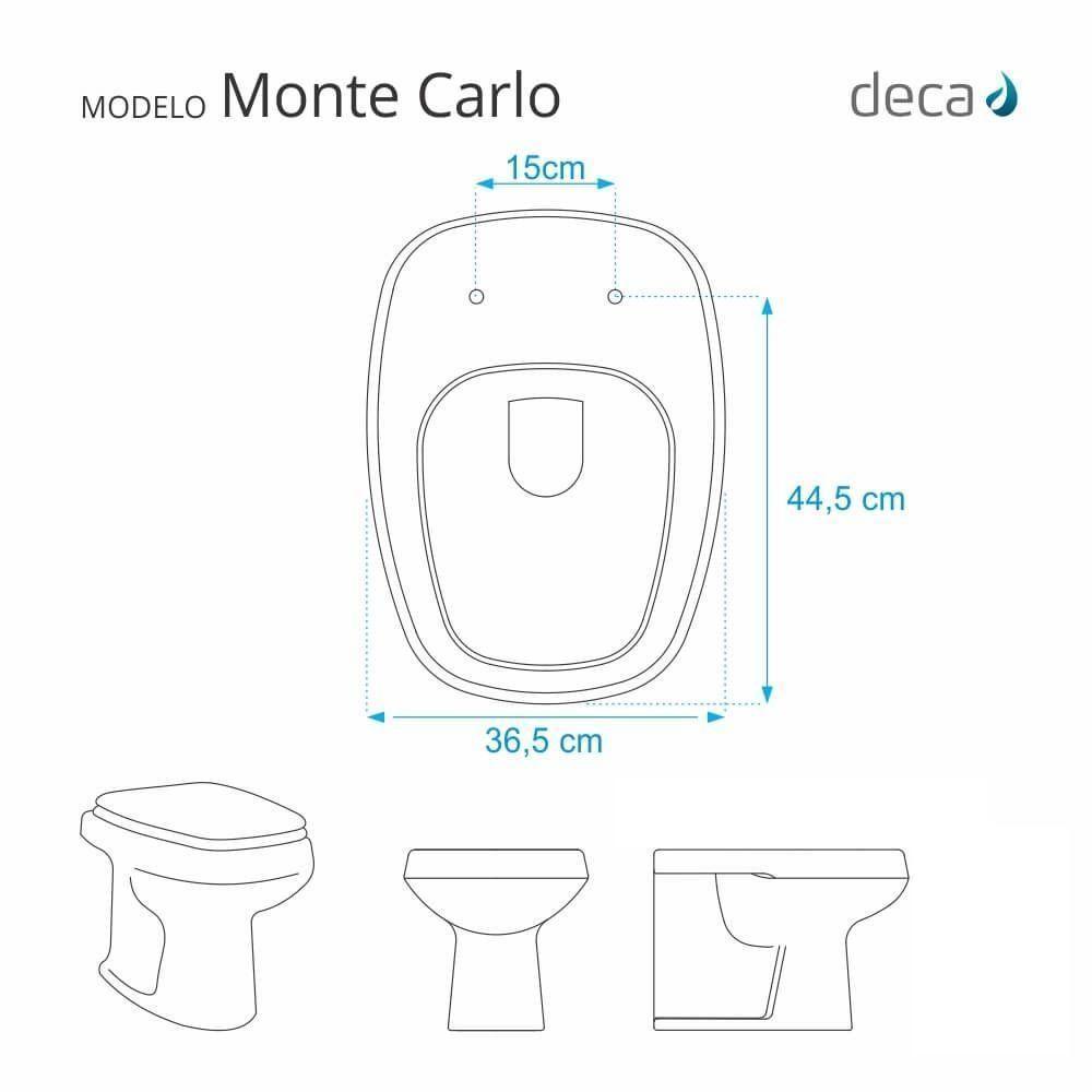 Tampa De Vaso Poliester Monte Carlo Creme Bege Claro Para Bacia Deca 6lpf - 5