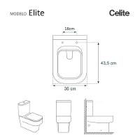 Assento Sanitário Soft Close Elite Branco Para Vaso Celite Com Ferragem Dourada