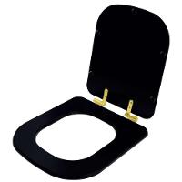 Assento Sanitário Soft Close Piano Preto Fosco Para Vaso Deca Com Ferragem Dourada - 2