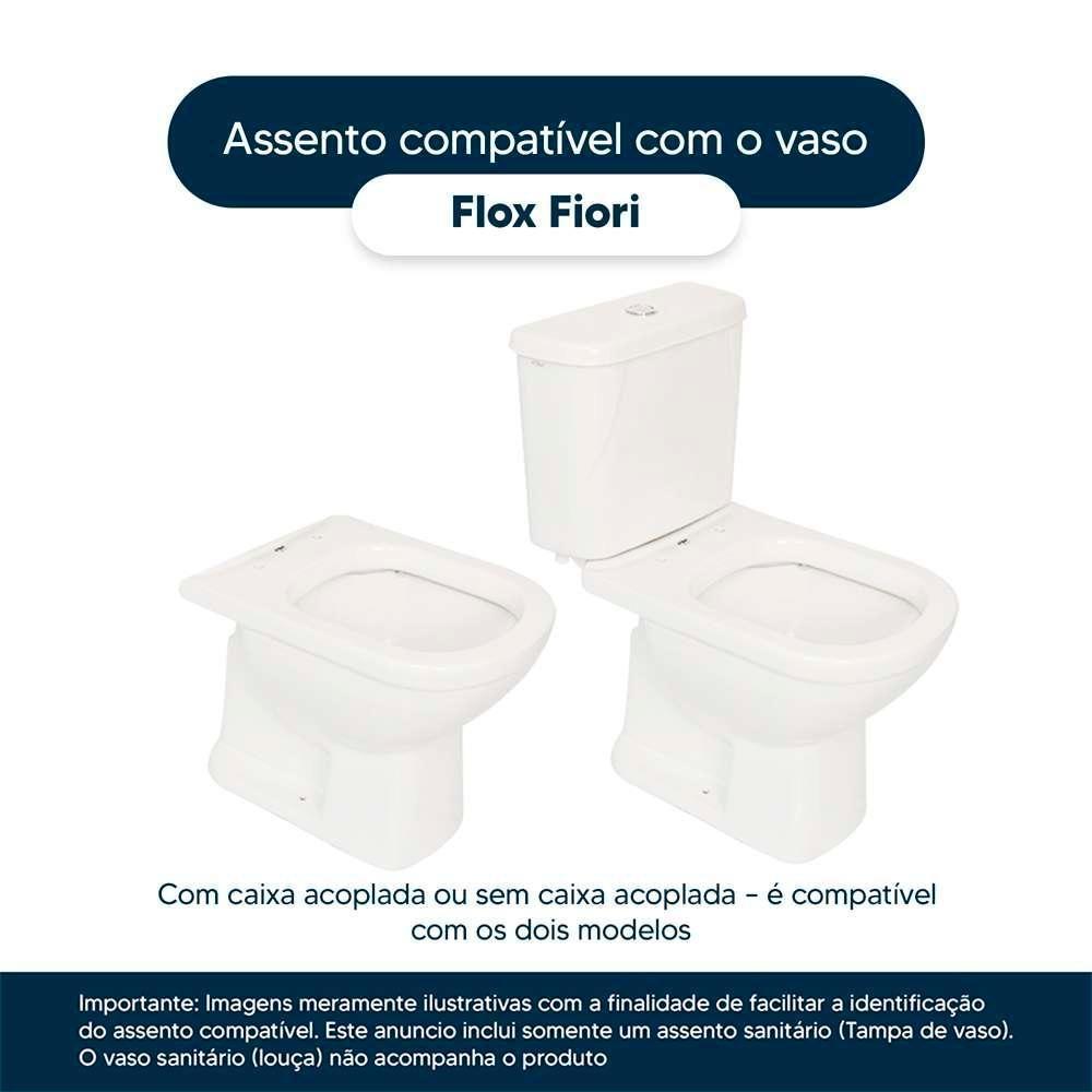 Assento Sanitário Soft Close Flox Branco Para Vaso Fiori Com Ferragem Dourada - 6