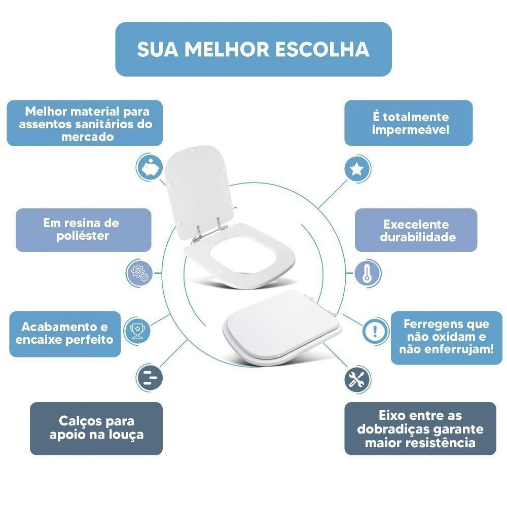 Assento Sanitário Tampa De Vaso Branco Resina Poliester Gap Para Bacia Roca - 4