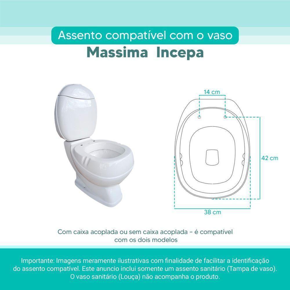 Assento Sanitário Tampa De Vaso Branco Mdf Laqueado Massima Para Bacia Incepa - 3