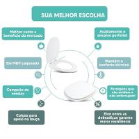 Assento Sanitário Tampa De Vaso Branco Mdf Laqueado Massima Para Bacia Incepa