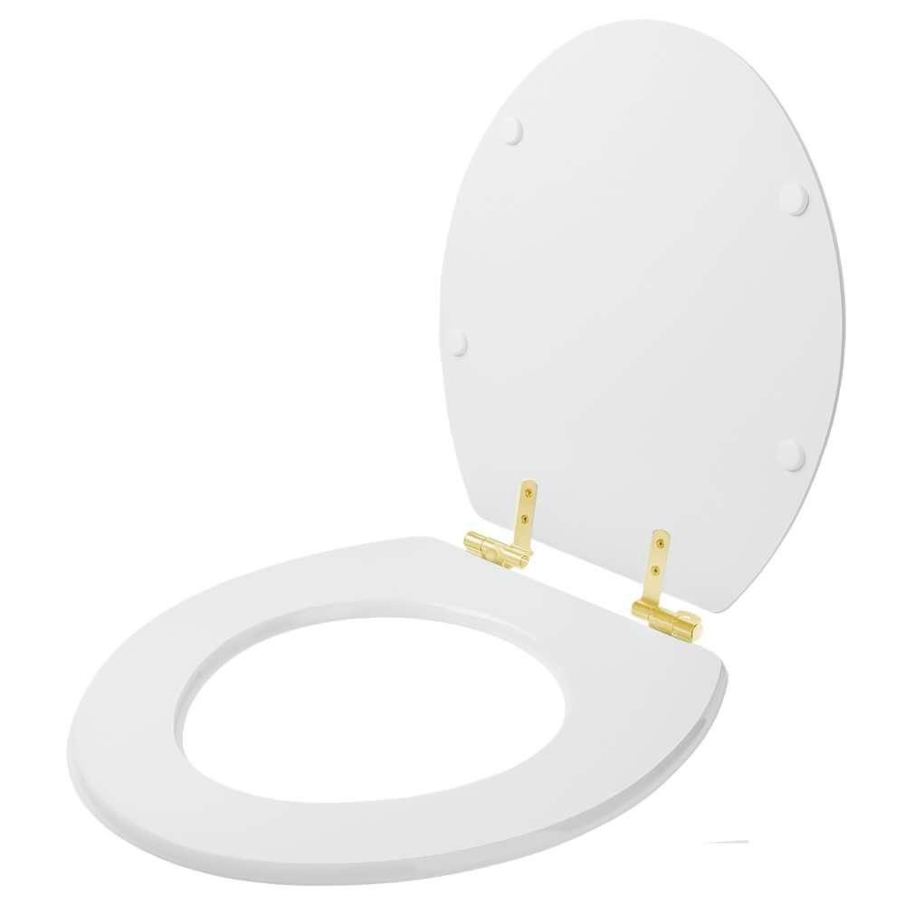 Assento Sanitário Soft Close Twister Branco Para Vaso Hervy Com Ferragem Dourada - 2