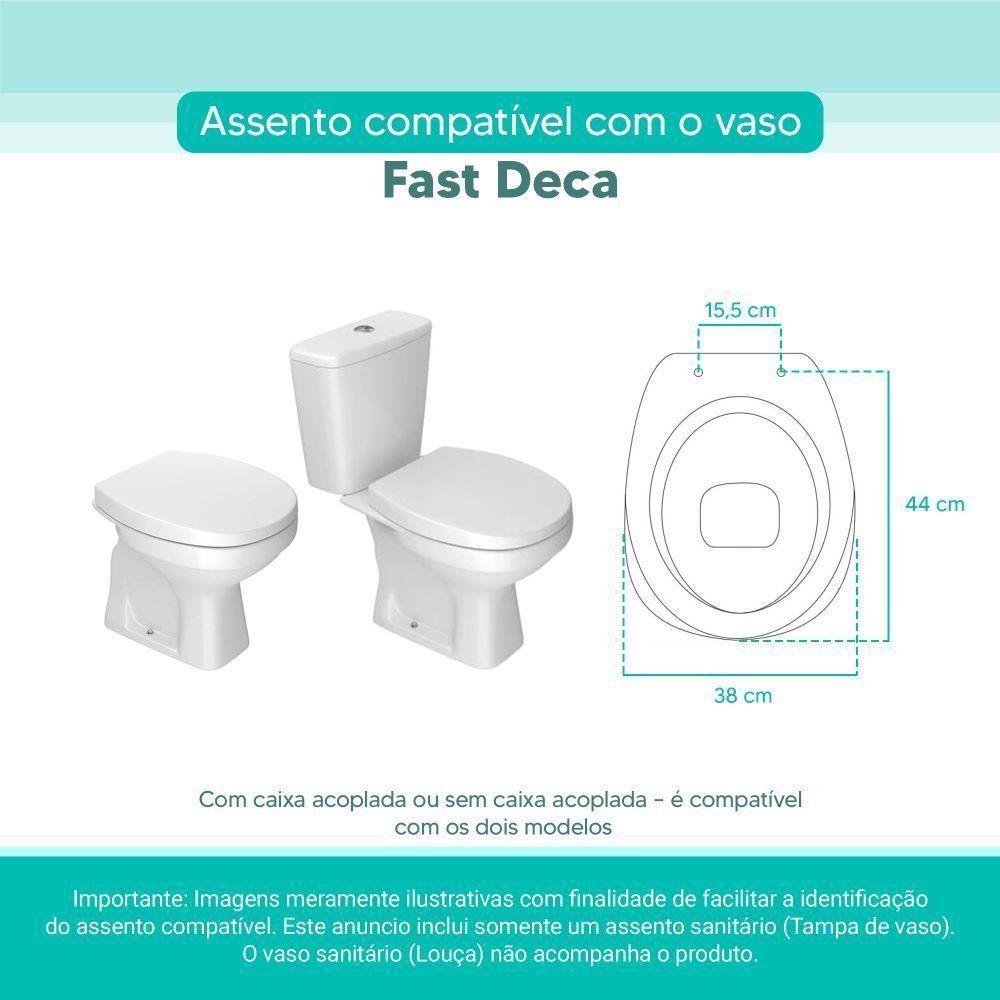 Assento Sanitário Tampa De Vaso Branco Mdf Laqueado Fast Para Bacia Deca - 3