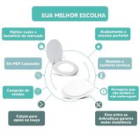 Assento Sanitário Tampa De Vaso Branco Mdf Laqueado Fast Para Bacia Deca