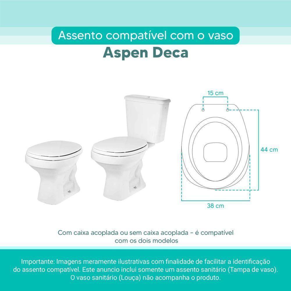 Assento Sanitário Tampa De Vaso Branco Mdf Laqueado Aspen Para Bacia Deca - 4