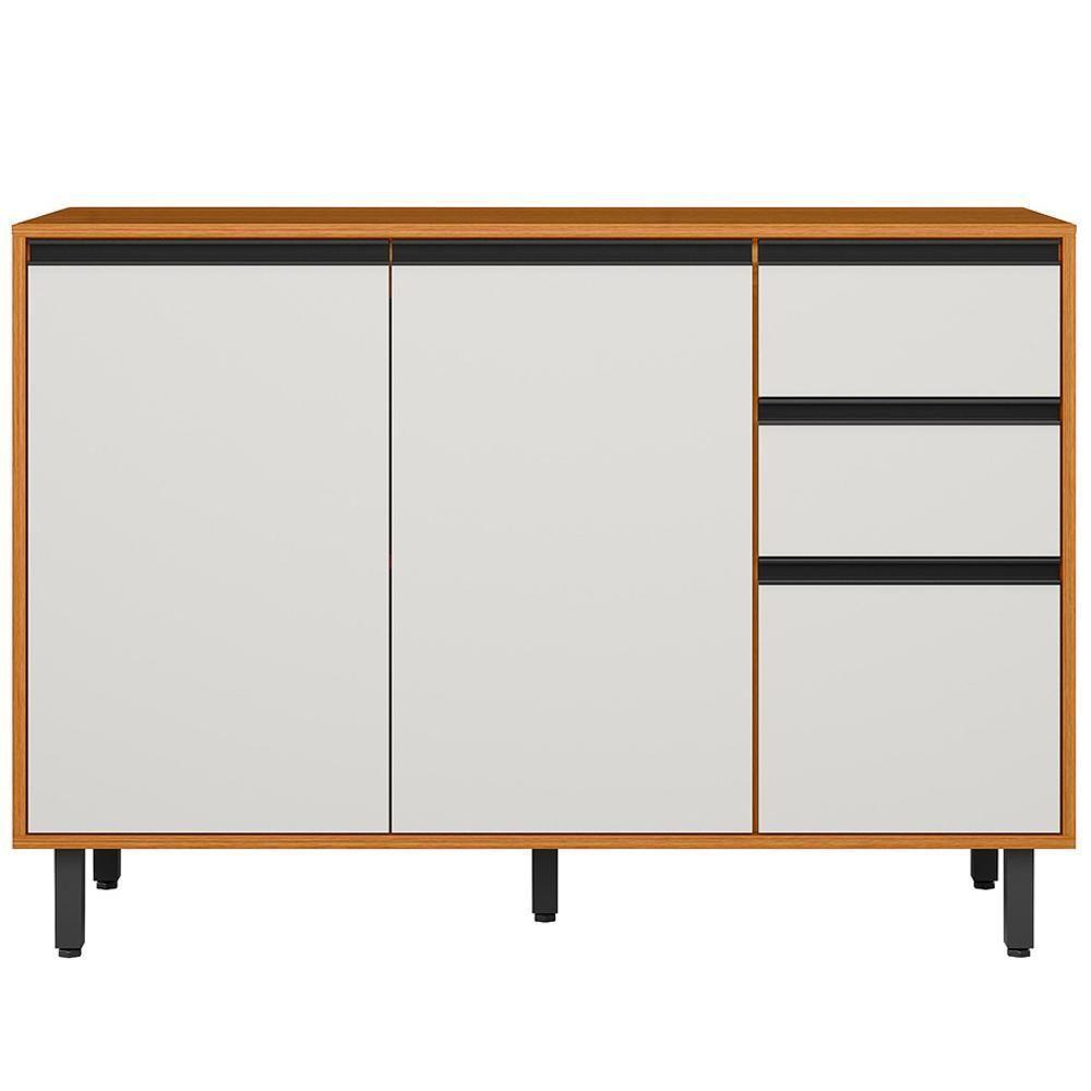 Balcão Com Tampo 3 Portas 2 Gavetas 120 Cm 12640 Raven Freijo Off White Pln - 1