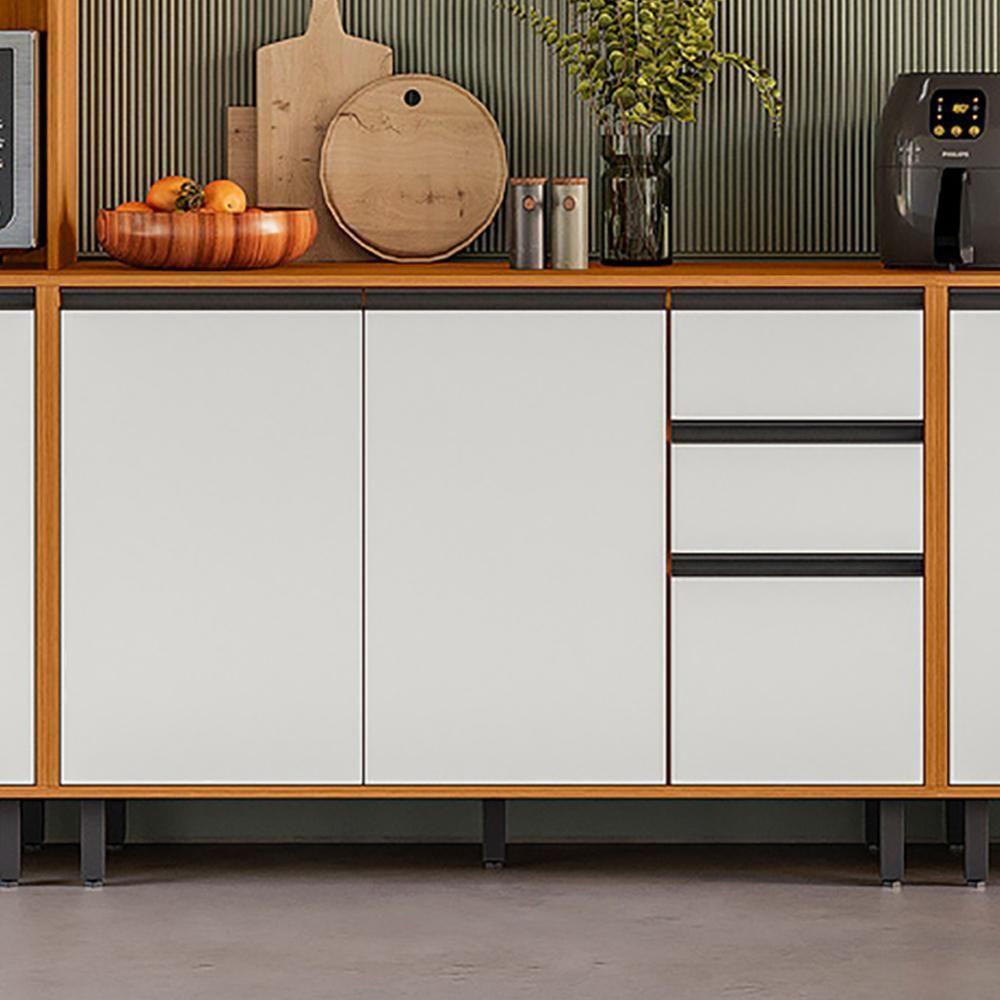 Balcão Com Tampo 3 Portas 2 Gavetas 120 Cm 12640 Raven Freijo Off White Pln - 2