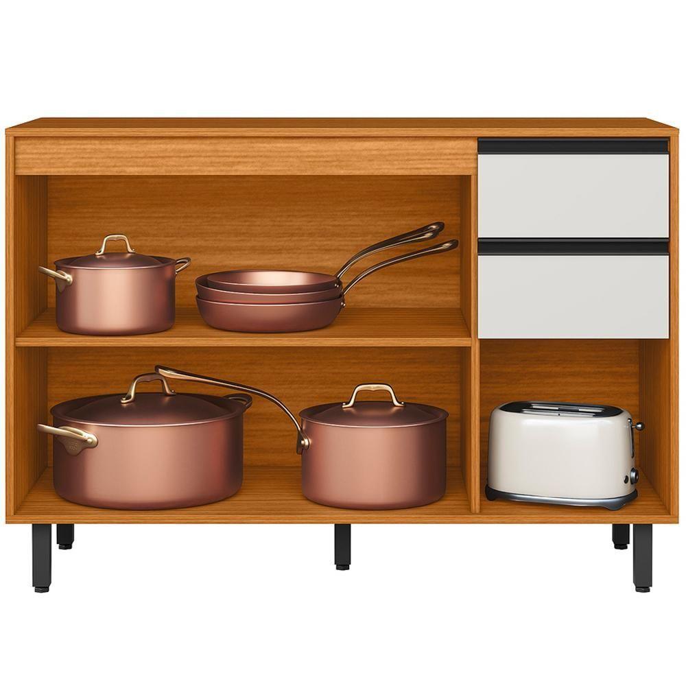 Balcão Com Tampo 3 Portas 2 Gavetas 120 Cm 12640 Raven Freijo Off White Pln - 5