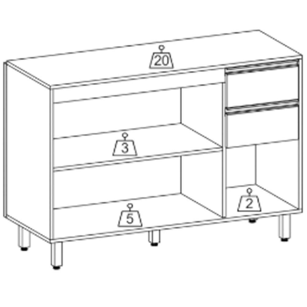 Balcão Com Tampo 3 Portas 2 Gavetas 120 Cm 12640 Raven Freijo Off White Pln - 6