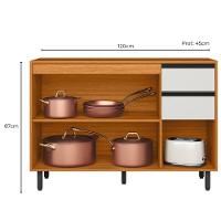 Balcão Com Tampo 3 Portas 2 Gavetas 120 Cm 12640 Raven Freijo Off White Pln