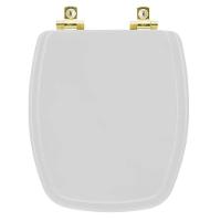 Assento Sanitário Soft Close Stylus Cinza Prata Para Vaso Celite Com Ferragem Dourada - 1