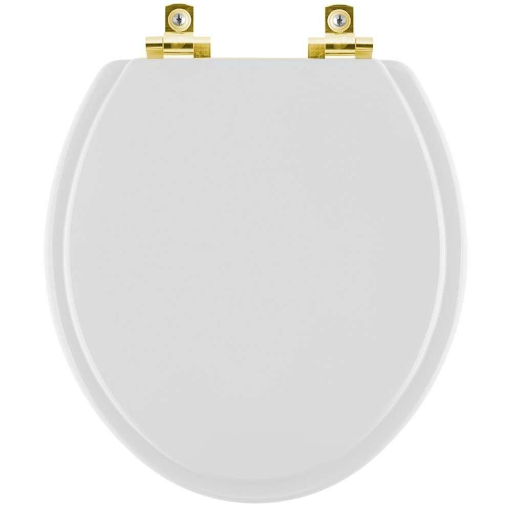 Assento Sanitário Soft Close Twister Cinza Claro Para Vaso Hervy Com Ferragem Dourada - 1