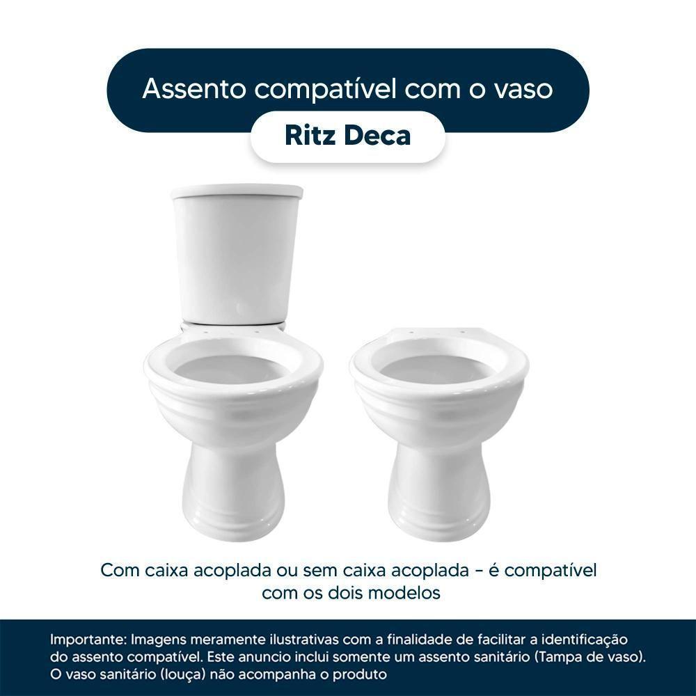 Assento Sanitário Soft Close Ritz Cinza Real Para Vaso Deca - 4