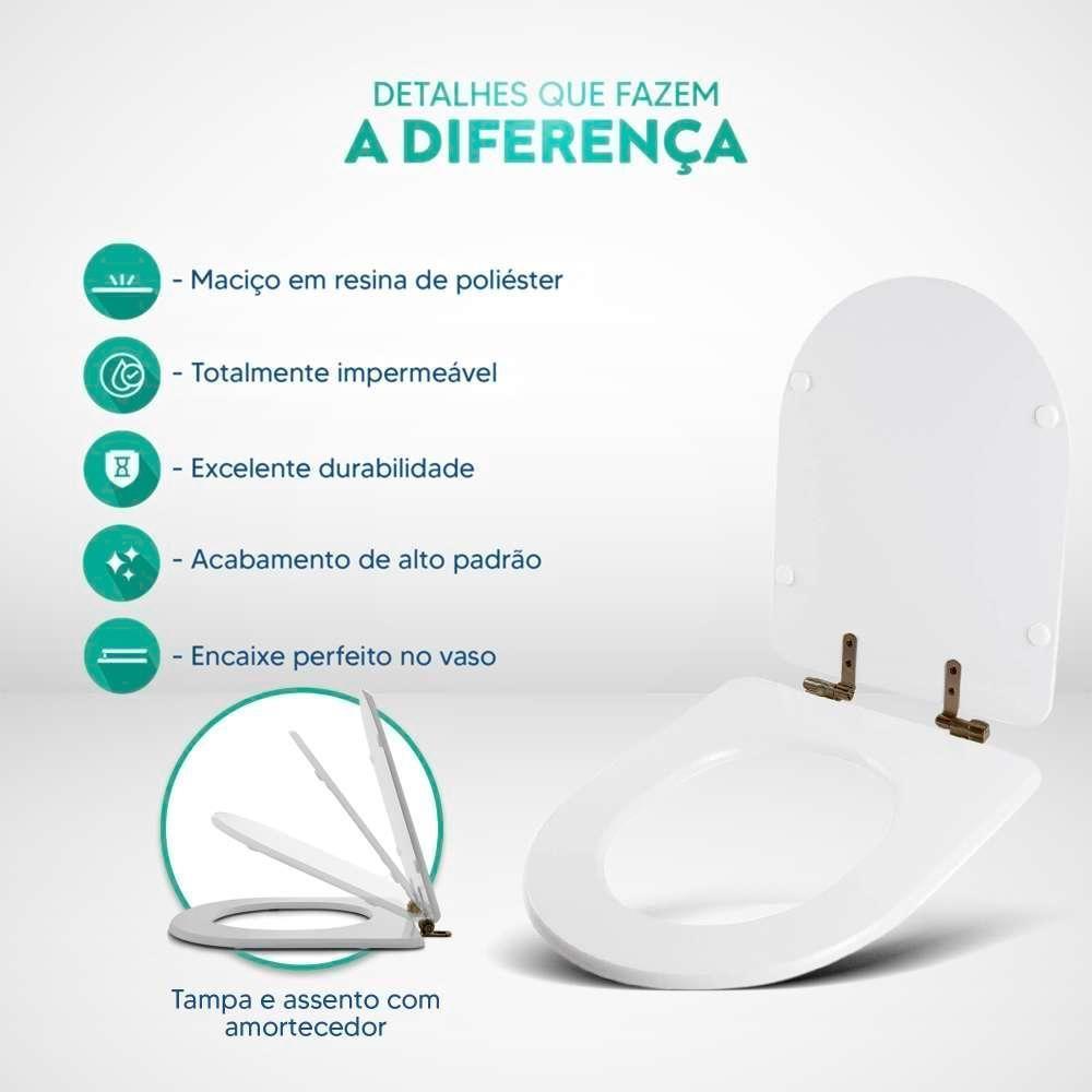 Assento Sanitário Poliéster Soft Close Link-lk Marrom Fosco Para Vaso Deca Com Ferragem Marrom - 4