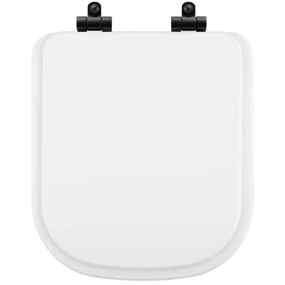 Tampa De Vaso Poliéster Com Amortecedor Piano Branco Para Bacia Deca Com Ferragem Preta - 1