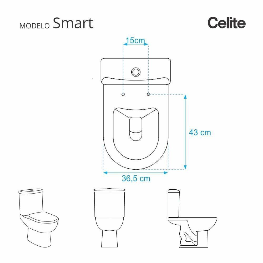 Assento Sanitário Poliéster Soft Close Smart Onix (preto Fosco) Para Vaso Celite Com Ferragem Dourada - 2