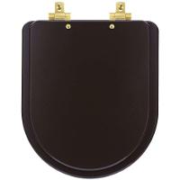 Tampa De Vaso Laqueado Com Amortecedor Link-lk Marrom Fosco Para Bacia Deca Com Ferragem Dourada - 1