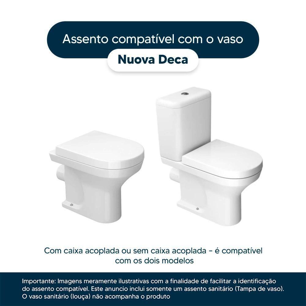 Tampa De Vaso Laqueado Com Amortecedor Nuova Branco Para Bacia Deca Com Ferragem Preta - 2