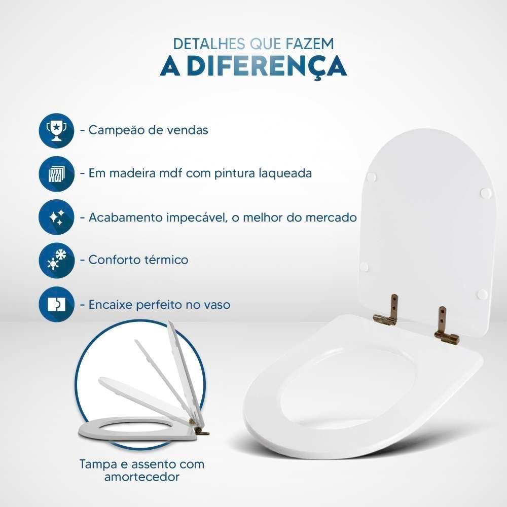 Tampa De Vaso Laqueado Com Fechamento Lento Nuova Marrom Fosco Para Louça Deca Com Ferragem Marrom - 4