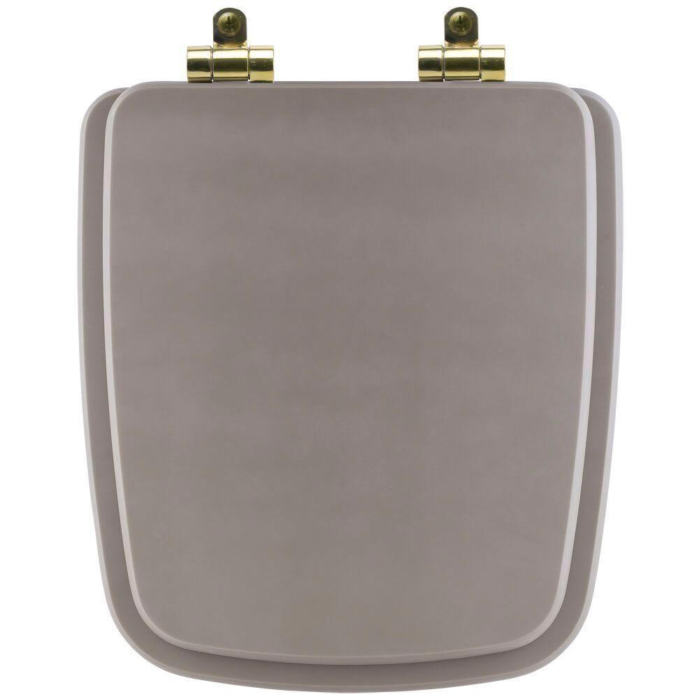Tampa De Vaso Poliéster Com Fechamento Lento Boss Stone (cinza Fosco) Para Louça Incepa Com Ferragem Dourada - 1