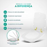 Tampa De Vaso Poliéster Com Fechamento Lento Boss Stone (cinza Fosco) Para Louça Incepa Com Ferragem Dourada