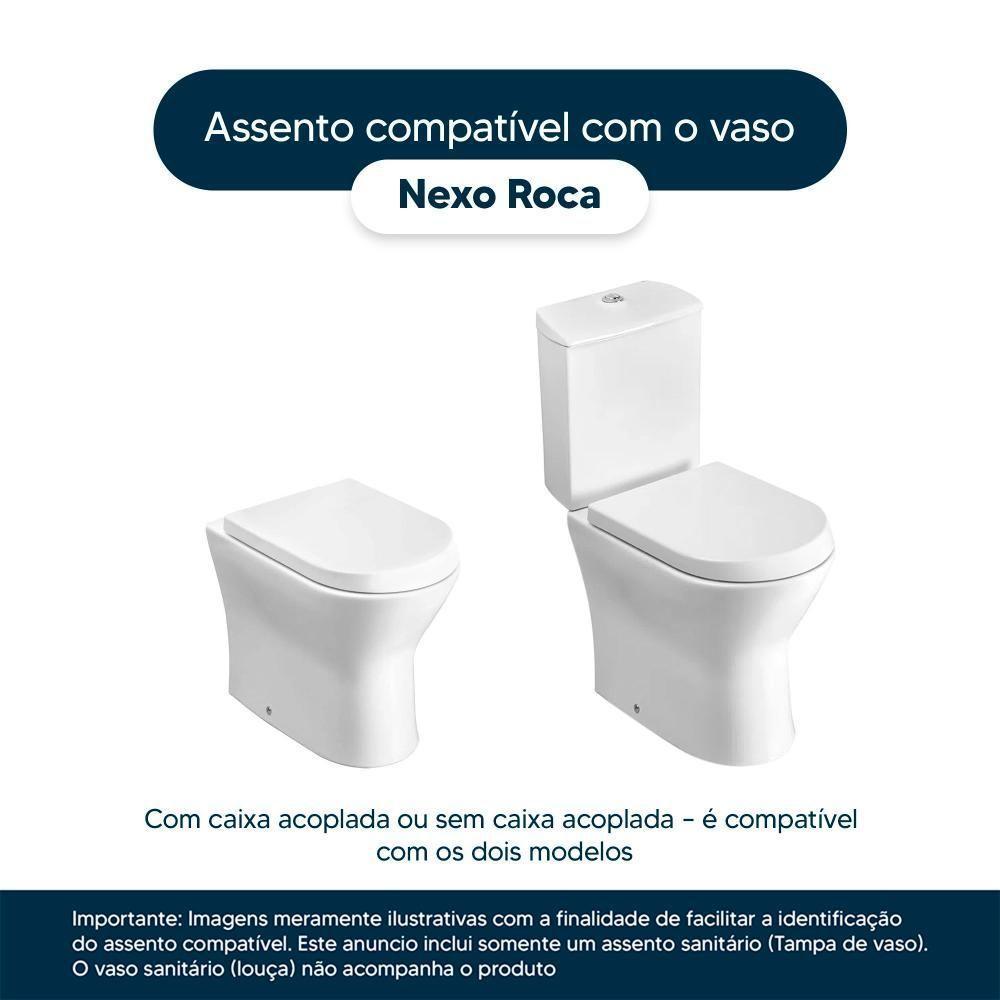 Tampa De Vaso Poliéster Com Fechamento Lento Nexo Onix (preto Fosco) Para Louça Roca Com Ferragem Preta - 3