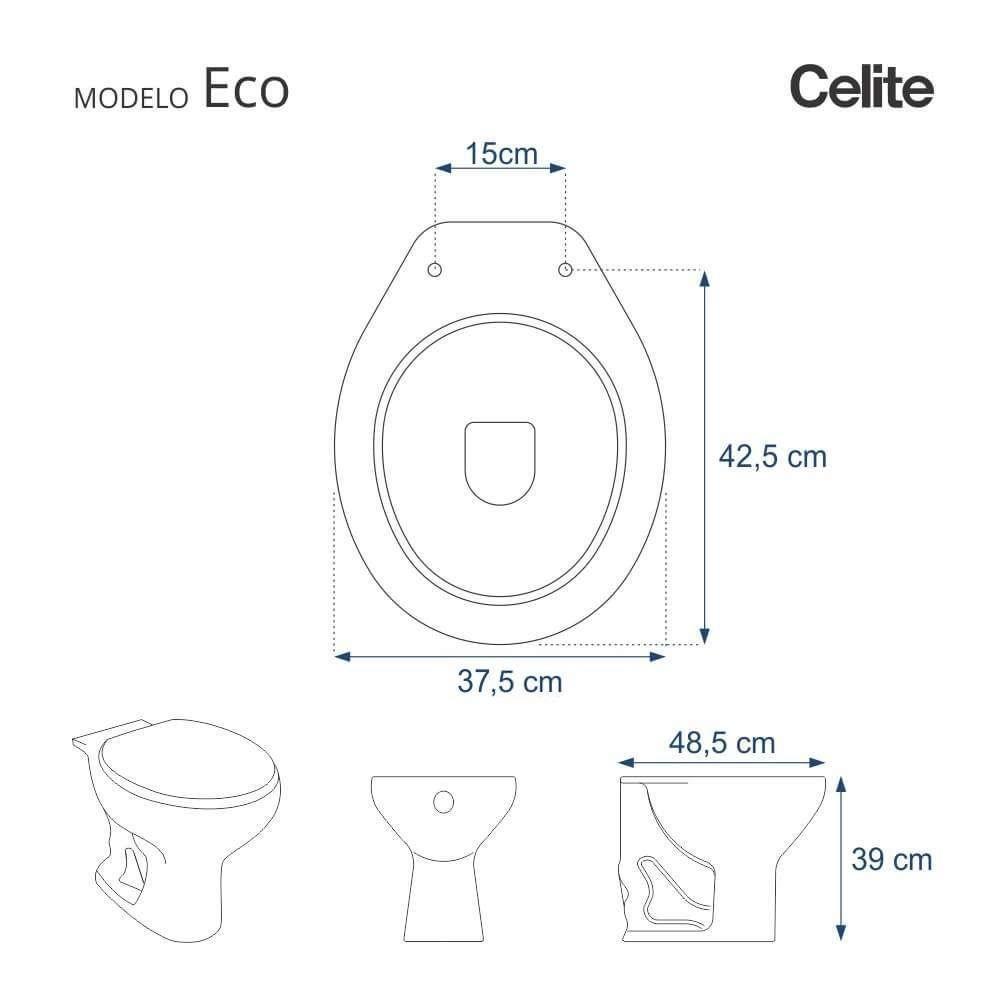 Assento Sanitário Fechamento Lento Eco Branco Para Louça Celite - 3