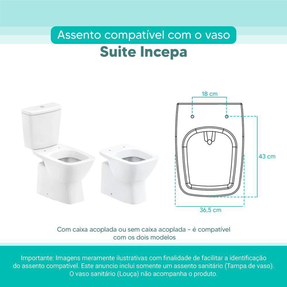 Assento Sanitário Tampa De Vaso Branco Mdf Laqueado Suite Para Bacia Incepa - 5