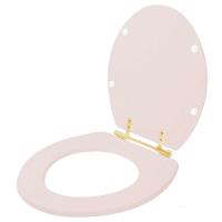 Assento Sanitario Poliéster Convencional Universal Oval Salmão Com Ferragem Dourada - 2