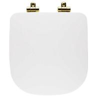 Assento Poliester Soft Close Antimicrobiano Piano Branco Para Vaso Deca Com Ferragem Dourada - 6