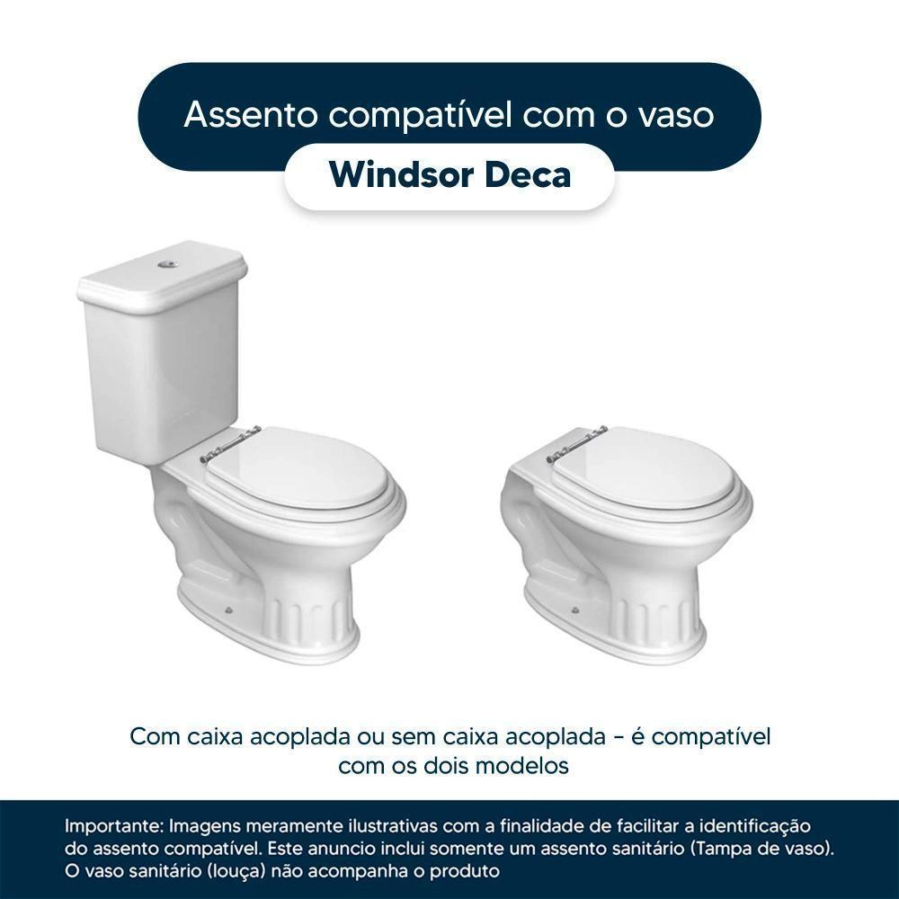 Assento Sanitário Com Amortecedor Windsor Creme Para Vaso Deca Com Ferragem Dourada - 4