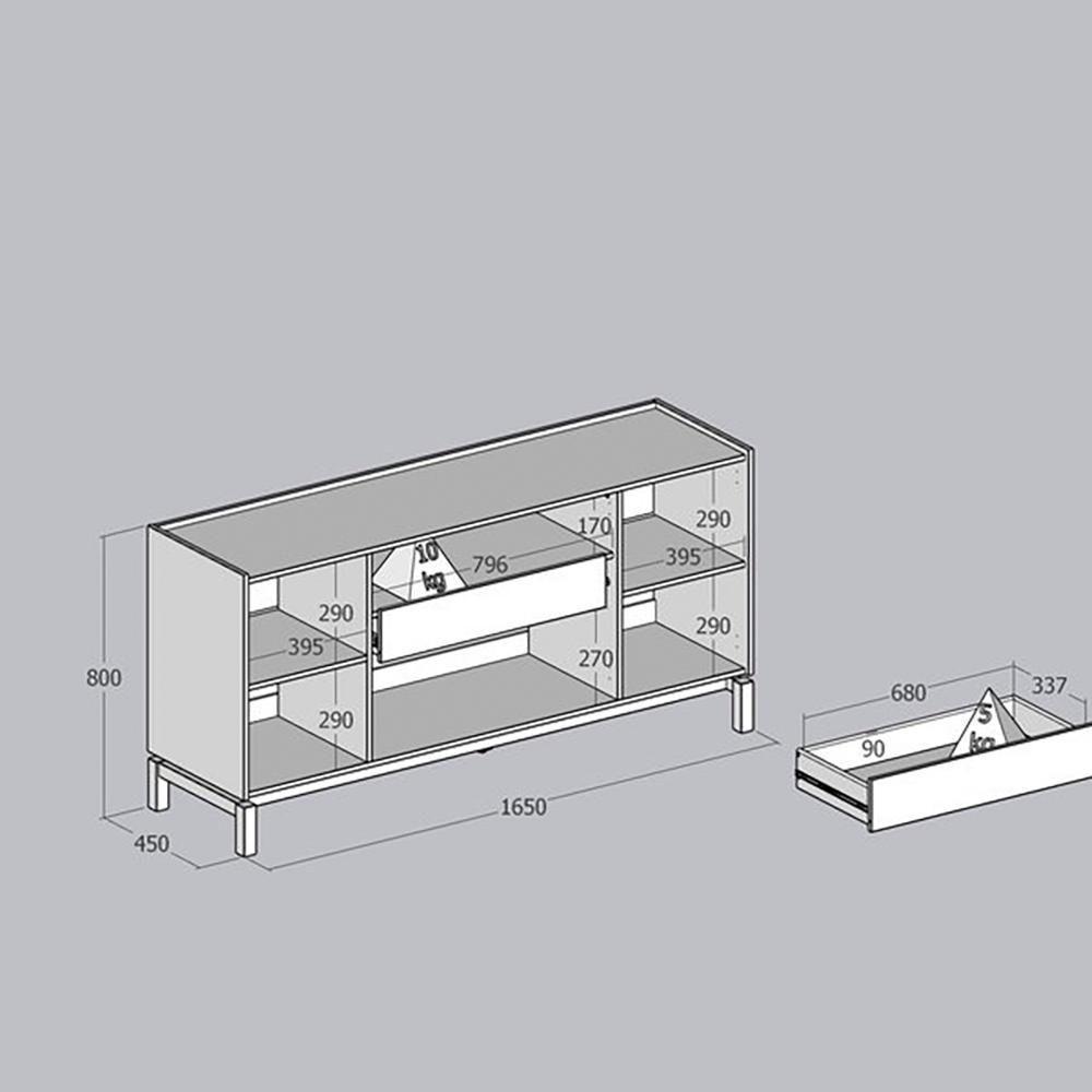 Balcao Buffet 4 Portas 1 Gaveta 165 Cm 2155 Oak Ferrolack Milani Store - 2