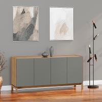 Balcao Buffet 4 Portas 1 Gaveta 165 Cm 2155 Oak Ferrolack Milani Store - 6