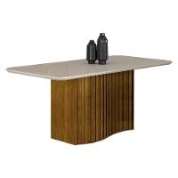Mesa De Jantar Siena 180x90 Com Vidro Freijó Off White - Leifer Móveis - 2