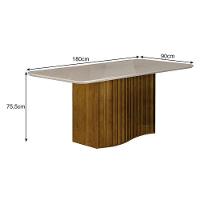 Mesa De Jantar Siena 180x90 Com Vidro Freijó Off White - Leifer Móveis - 4