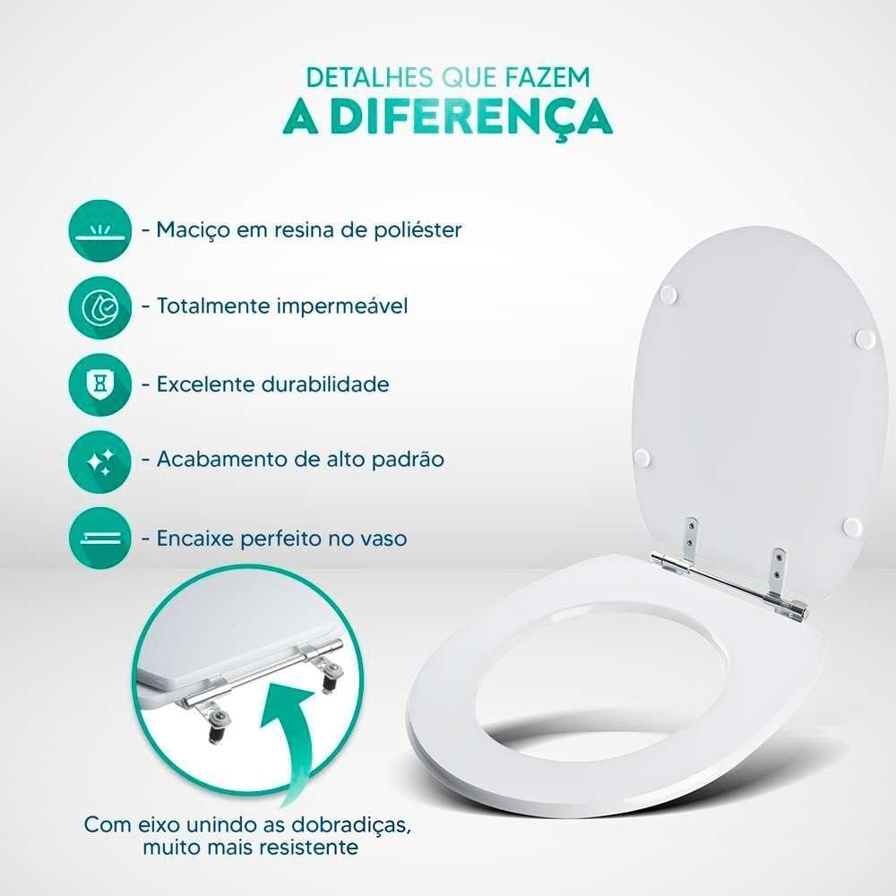 Assento Sanitario Poliester Aspen Branco Para Vaso Deca - 5