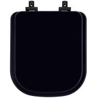 Tampa De Vaso Laqueado Com Amortecedor Quadra Preto Para Bacia Deca Com Ferragem Preta - 1