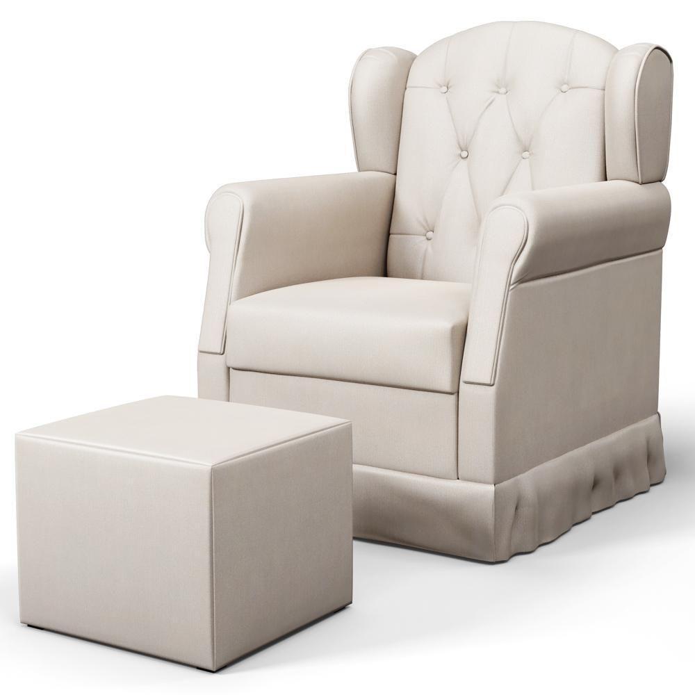 Poltrona De Amamentação Balanço E Puff Lucy P04 Sintético Bege - Mpozenato - 2