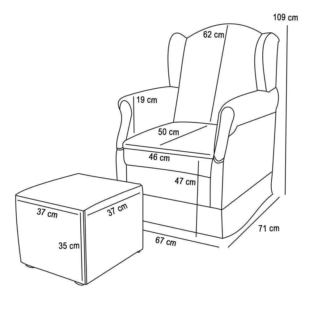 Poltrona De Amamentação Balanço E Puff Lucy P04 Sintético Bege - Mpozenato - 4