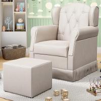 Poltrona De Amamentação Balanço E Puff Lucy P04 Sintético Bege - Mpozenato - 1