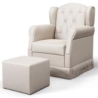 Poltrona De Amamentação Balanço E Puff Lucy P04 Sintético Bege - Mpozenato - 2