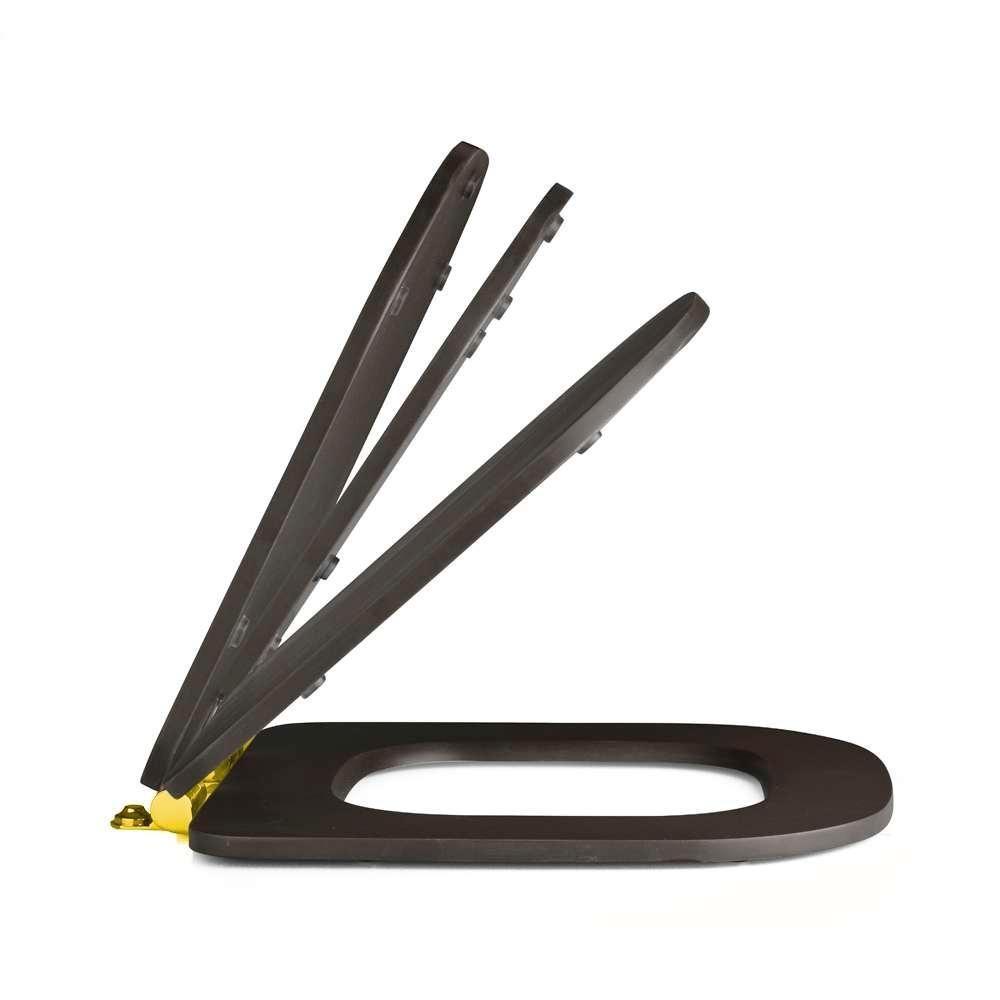 Assento Poliester Soft Close Carrara Marrom Fosco Para Vaso Deca Com Ferragem Dourada - 8