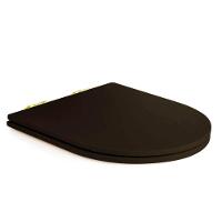 Assento Poliester Soft Close Carrara Marrom Fosco Para Vaso Deca Com Ferragem Dourada - 1